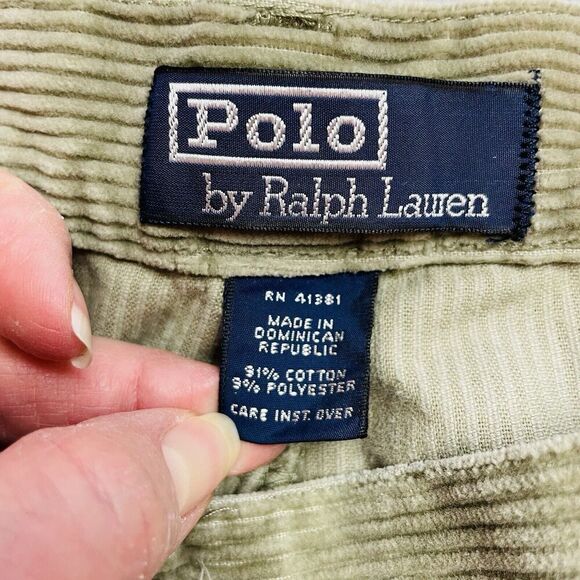 Vintage Polo Ralph Lauren Andrew Corduroy Pants Mens 42x32(29) Khaki Pleated - Picture 3 of 10